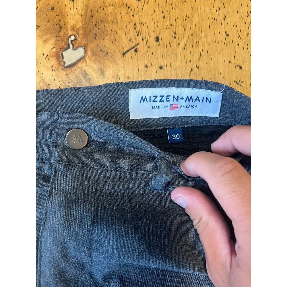 Mizzen Main Pants Mens 30x28 Gray Chino Straight Performance‎ Flat Front